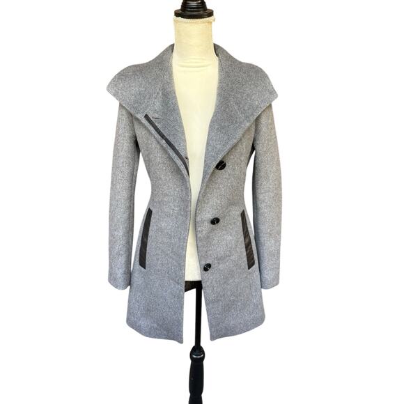 Soia & Kyo Grey Jemma Wool Blend Asymmetrical Side Pocket Car Coat - XS - Picture 4 of 16